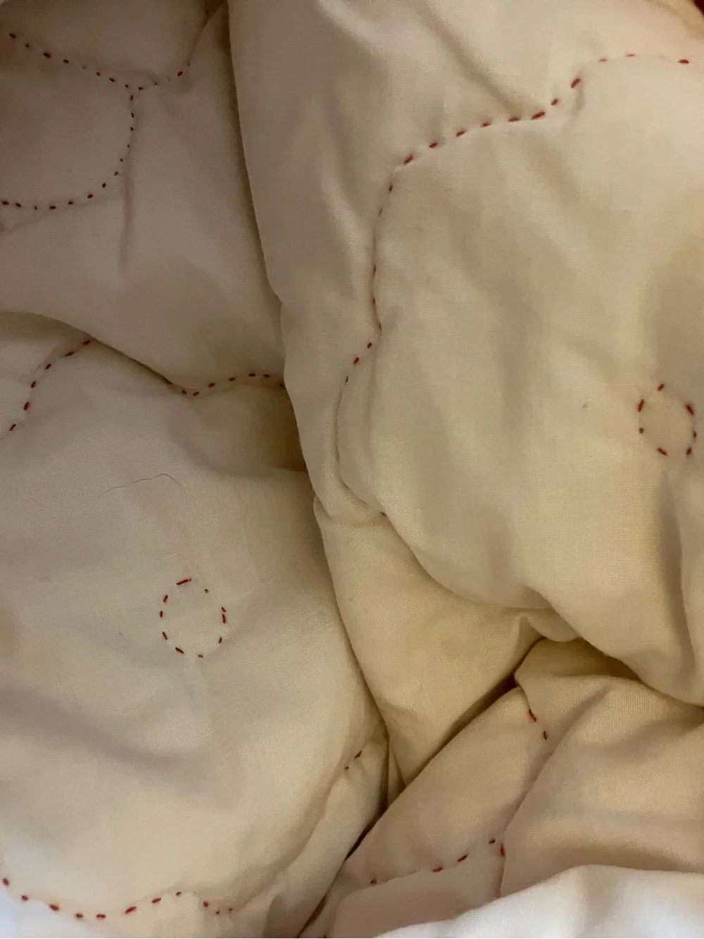 Hand sewn embroidered vintage quilt size full / queen